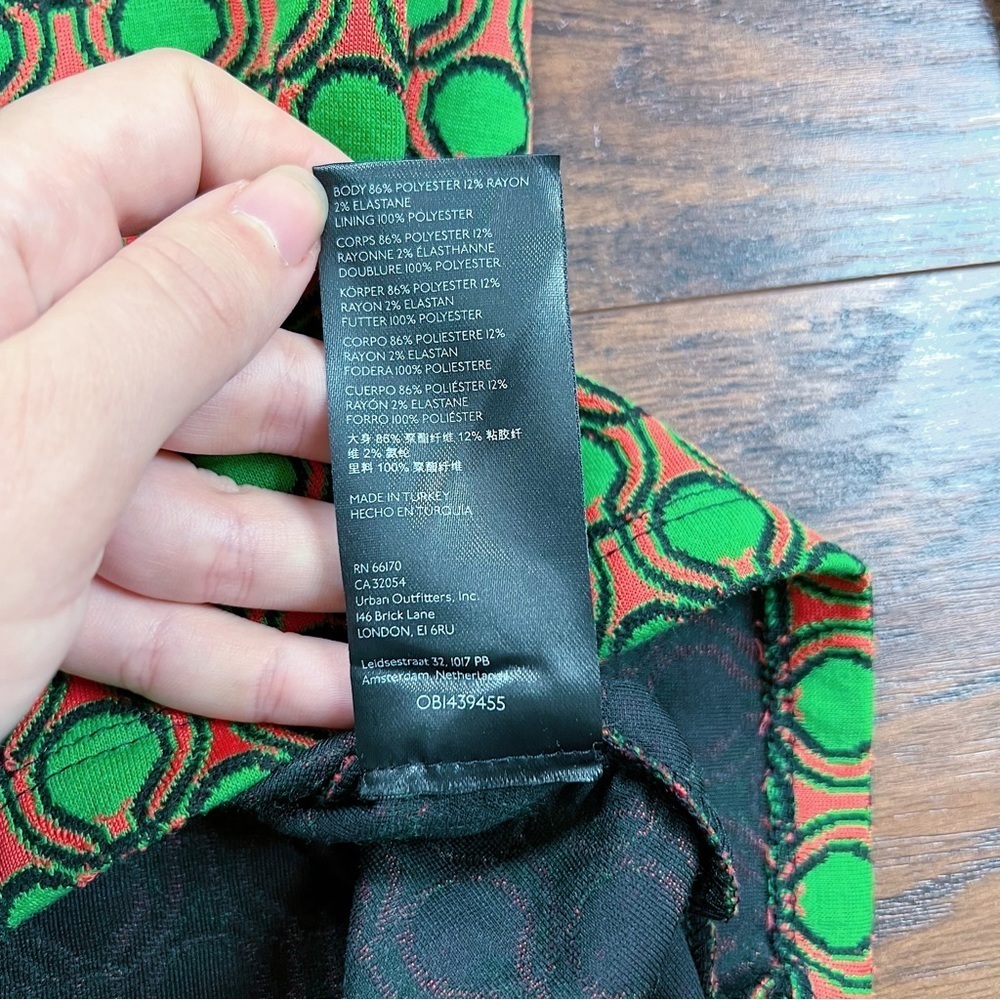 Maeve • Anthropologie Jacquard Shift Mini Dress green orange dots retro mod - Picture 9 of 14